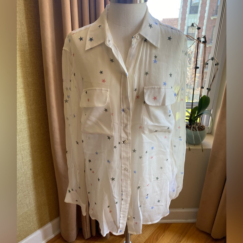 Equipment Star Patterned Sheer Blouse - image 1